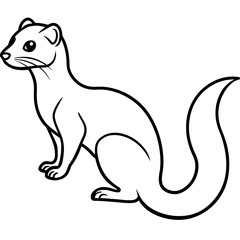 Cute Silhouette of a Weasel line art vector cartoon illustration