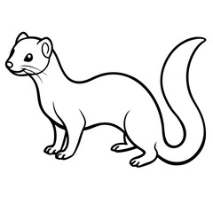 Cute Silhouette of a Weasel line art vector cartoon illustration
