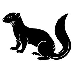 Cute Silhouette of a Weasel line art vector cartoon illustration