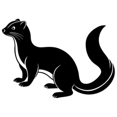 Cute Silhouette of a Weasel line art vector cartoon illustration