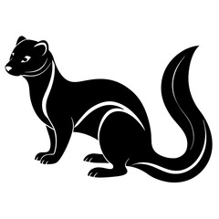 Cute Silhouette of a Weasel line art vector cartoon illustration