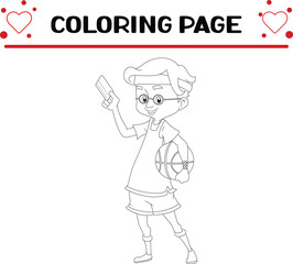 basketball player is holding debit card coloring page for kids