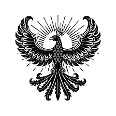 Fototapeta premium Majestic Phoenix on White Background - Stunning Royalty-Free Illustration for Creative Projects