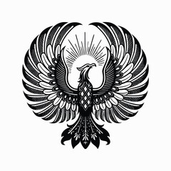 Majestic Phoenix on White Background - Stunning Royalty-Free Illustration for Creative Projects