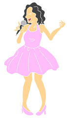 singing girl in a pink dress