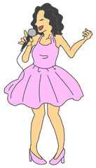 singing girl in a pink dress