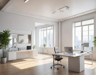 Bright office interior with mock up space for presentation, interior, office, clean