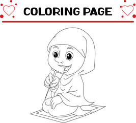 teacher is teaching how recite quran coloring page for kids