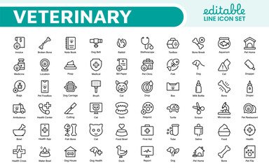 Veterinary Icon Set. A compassionate collection of icons designed for veterinary clinics and pet care services.