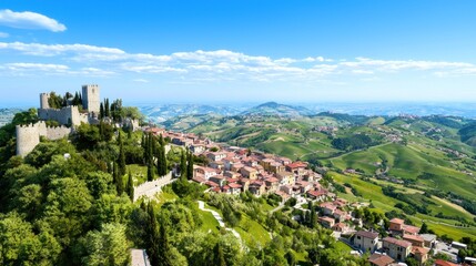 Fototapeta premium Hilltop Castle and Vineyards