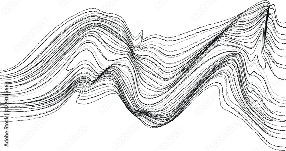 Poster glitch effect . distorted speed lines .abstract flow lines background . op art .fluid wavy shape .ro