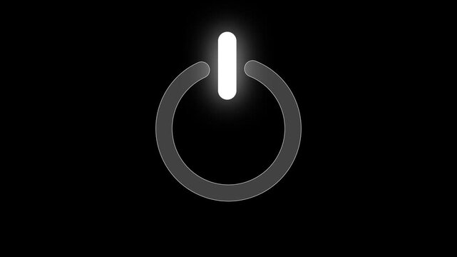 Power button turning all the video on and off with looping animation 4K VIDEO white color 
