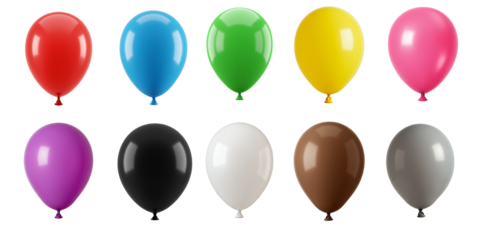 colorful balloons isolated on transparency .png