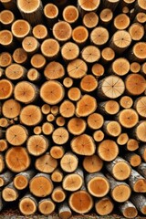 a close up of a pile of logs with a person walking by