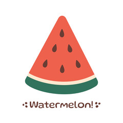 Watermelon Fruit illustration. Watermelon icon. Organic vitamins and healthy nutrition. Isolated Watermelon. Flat design, doodle style. Graphic print for t-short. Vector