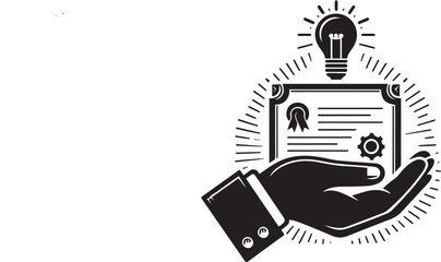 Support hand with certificate  vector illustration