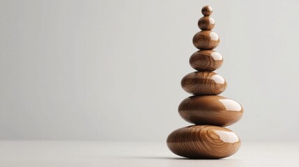 Zen-inspired stone stack on a white minimalist background