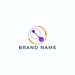 ILLUSTRATION CONNECTED CIRCLE PURPLE ORANGE GRADIENT COLOR. TECH LOGO ICON TEMPLATE SIMPLE DESIGN ELEMENT VECTOR