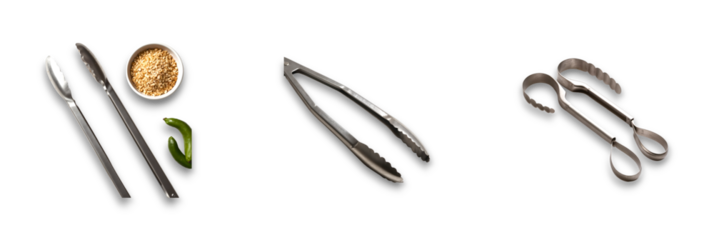 Isolated tongs on a transparent background for kitchen use