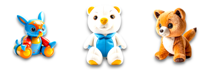 Isolated toy figures on transparent background, perfect for children's play