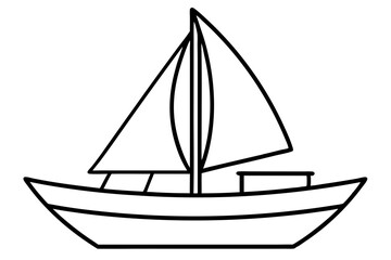 Nautical Line Art Sailboat Illustration