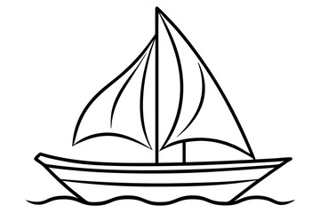 Nautical Line Art Sailboat Illustration