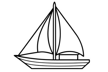 Nautical Line Art Sailboat Illustration