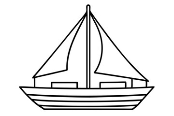 Nautical Line Art Sailboat Illustration