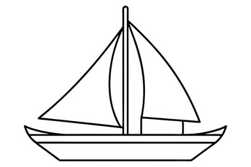 Nautical Line Art Sailboat Illustration