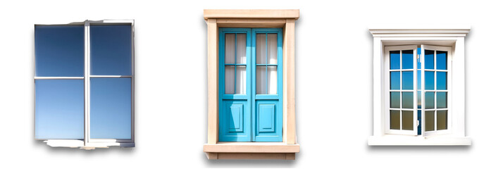 Fototapeta premium Isolated windows on transparent background showcasing different designs