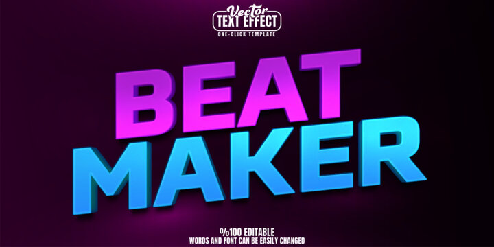 Beat editable text effect, customizable music and party 3d font style