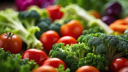 A person is holding a bunch of fresh green kale and broccoli.