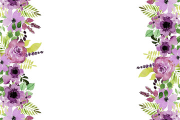 Watercolor flowers frame, background for design, pastel colors