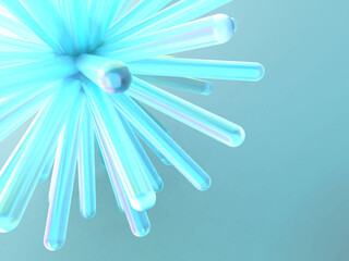 幻想的な光に照らされたクリスタルの花の3Dイラストレーション