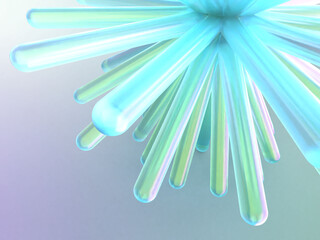 幻想的な光に照らされたクリスタルの花の3Dイラストレーション