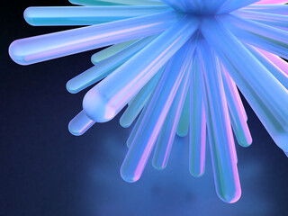 幻想的な光に照らされたクリスタルの花の3Dイラストレーション