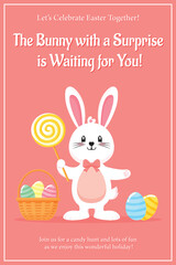 Easter Celebration Party Poster Design  Flat Vector Illustration