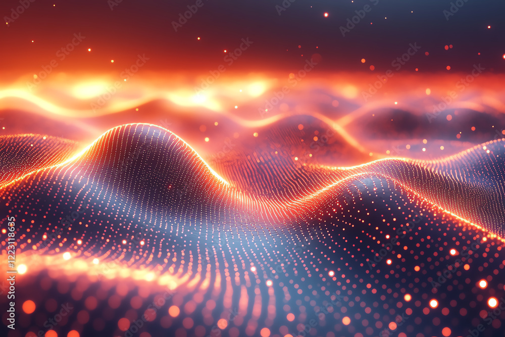 Fototapete an abstract visualization of sound waves, creating a mesmerizing pattern with vibrant colors and glo