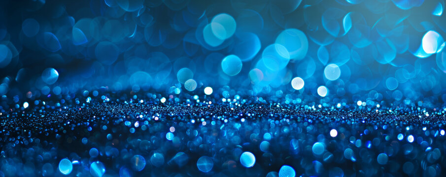 Blue bokeh with sparkling lights, creating a dreamy effect.