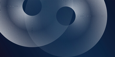 Modern blue glowing geometric lines on dark blue background. Modern shiny blue circle lines pattern design