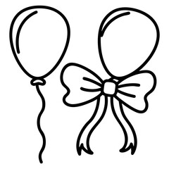 doodle clipart balloons minimal hand drawn black and white outline