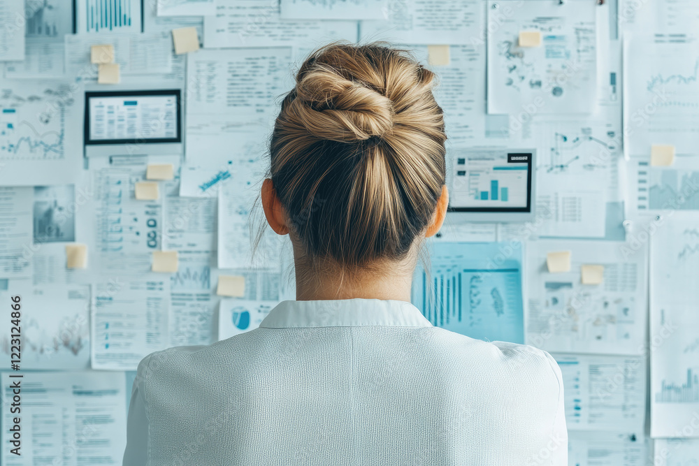 Poster analyzing business trends and data insights office visual content professional environment overhead 