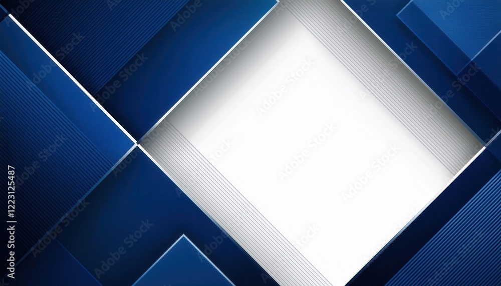 Poster abstract geometric background with overlapping blue and white panels, modern layered shapes and line