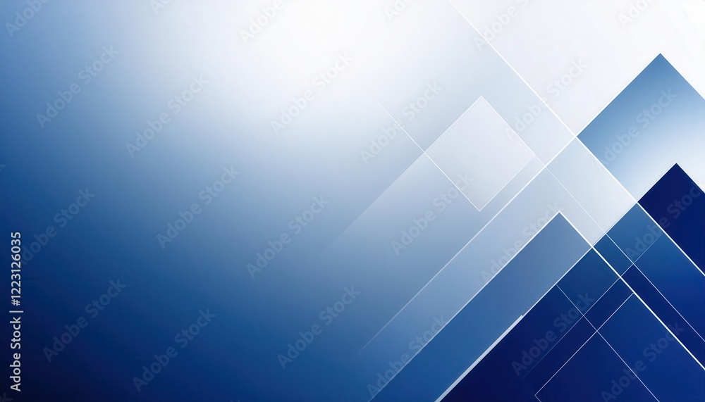 Poster abstract blue geometric background with diagonal lines and overlapping transparent rectangles, suita