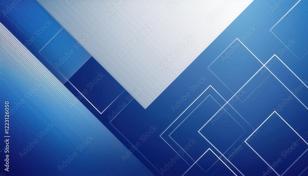 Poster abstract blue geometric background with diagonal lines and overlapping transparent rectangles, suitable for modern business design, digital presentation