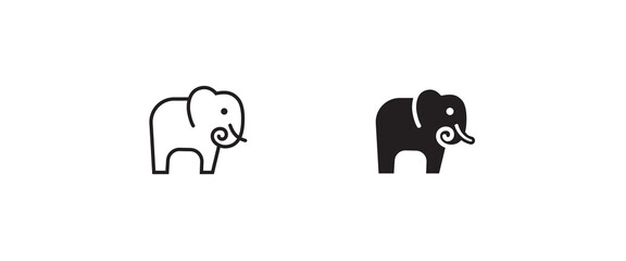 elephant wild animal icon vector, sign, symbol, logo, illustration, editable stroke, flat design style isolated on white linear