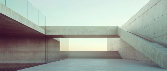 Obraz premium A minimalist architectural space with clean lines and soft light, offering a serene, modern atmosphere.