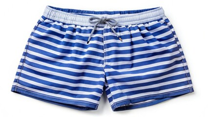 black and white stripes shorts for swimming isolated on white background Generative Ai.
