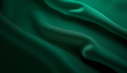 Obraz premium Deep emerald green velvet fabric texture with soft luxurious finish and subtle highlights, copy space