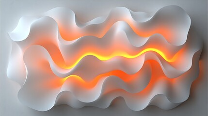 Fototapeta premium Gentle glowing lines in an abstract wave-like pattern with golden highlights.